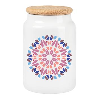 Mandala - Keksdose mit Holzdeckel - Weiß - Vorne