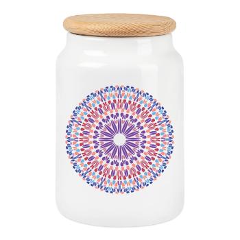 Mandala - Keksdose mit Holzdeckel - Weiß - Vorne
