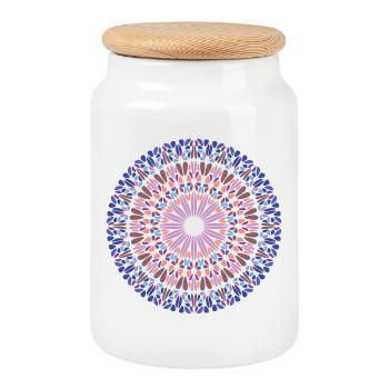 Mandala - Keksdose mit Holzdeckel - Weiß - Vorne