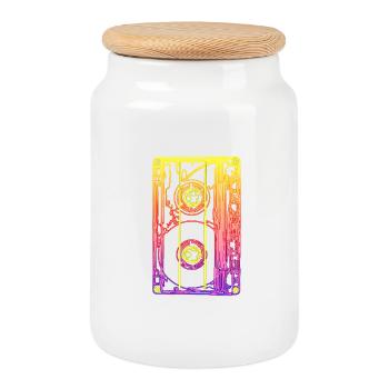 80er Party - Keksdose mit Holzdeckel - Weiß - Vorne