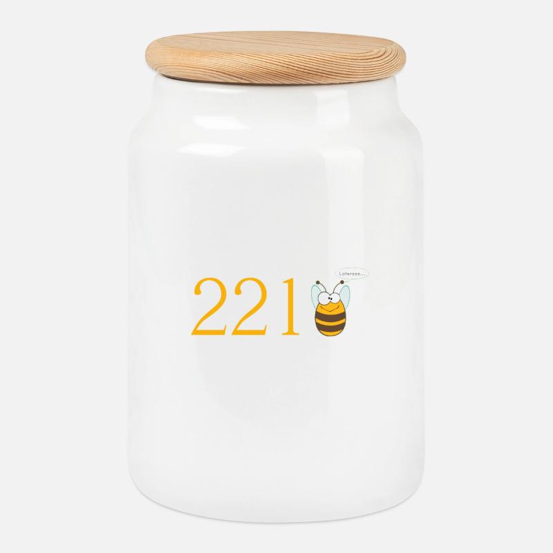 221bee - Boîte à biscuits avec couvercle en bois - blanc
