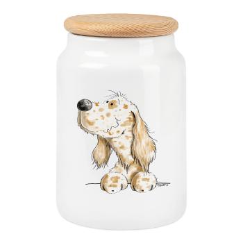 English Setter Head I Dogs Comic Gift - Cookie Jar with Wooden Lid - white - Front