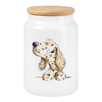 English Setter Dog Motive I Comic Dog Gift - Cookie Jar with Wooden Lid - white - Front