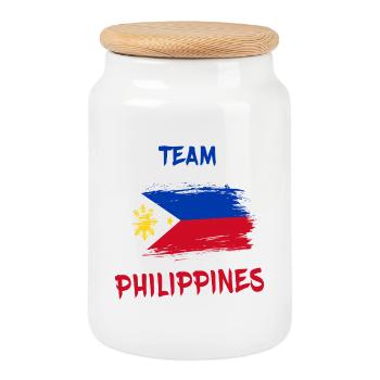 Team Philippines / Manila - Cookie Jar with Wooden Lid - white - Front