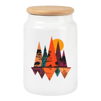 Nature in autumn - Cookie Jar with Wooden Lid - white - Front