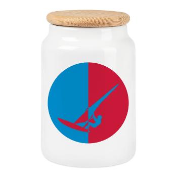 Planche à voile / Véliplanchiste / Windsurf / - Boîte à biscuits avec couvercle en bois - blanc - Devant