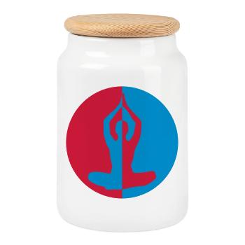 Yoga / Yogi / Bouddhisme / Bouddhiste - Boîte à biscuits avec couvercle en bois - blanc - Devant