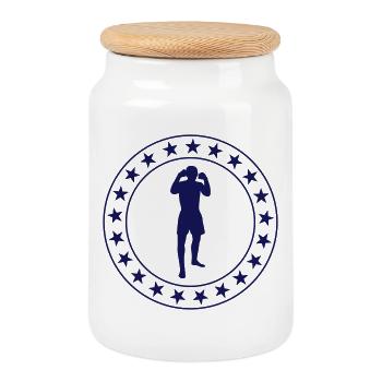 Kickboxen / Kickboxing / Kickboxer / Kick Boxing - Keksdose mit Holzdeckel - Weiß - Vorne