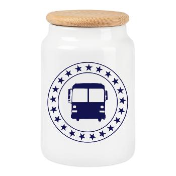 Bus / Busfahrer / Arbeit / Job - Keksdose mit Holzdeckel - Weiß - Vorne