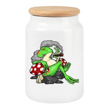 Cigare Grenouille - Boîte à biscuits avec couvercle en bois - blanc - Devant
