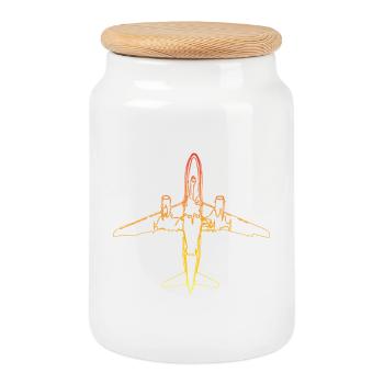 Flugzeug - Keksdose mit Holzdeckel - Weiß - Vorne