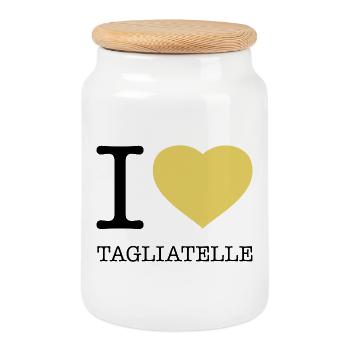 I LOVE TAGLIATELLE Pasta Nudeln - Keksdose mit Holzdeckel - Weiß - Vorne