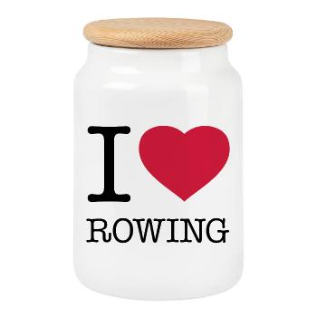 I LOVE ROWING Rudern - Keksdose mit Holzdeckel - Weiß - Vorne