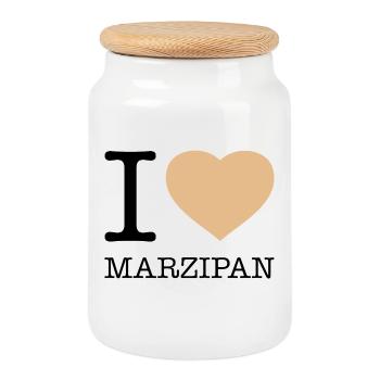 I LOVE MARZIPAN - Cookie Jar with Wooden Lid - white - Front