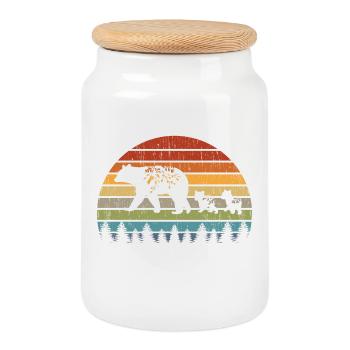Retro Mama Bear Kids Animal America Nature Gift - Cookie Jar with Wooden Lid - white - Front