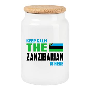 Keep Calm Zanzibar Design / Gift Tanzania - Boîte à biscuits avec couvercle en bois - blanc - Devant