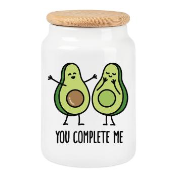 You complete me - Avocado - Cookie Jar with Wooden Lid - white - Front