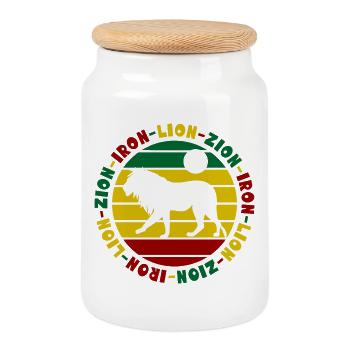 Lion de fer Zion Rastafari Reggae Löwe - Boîte à biscuits avec couvercle en bois - blanc - Devant