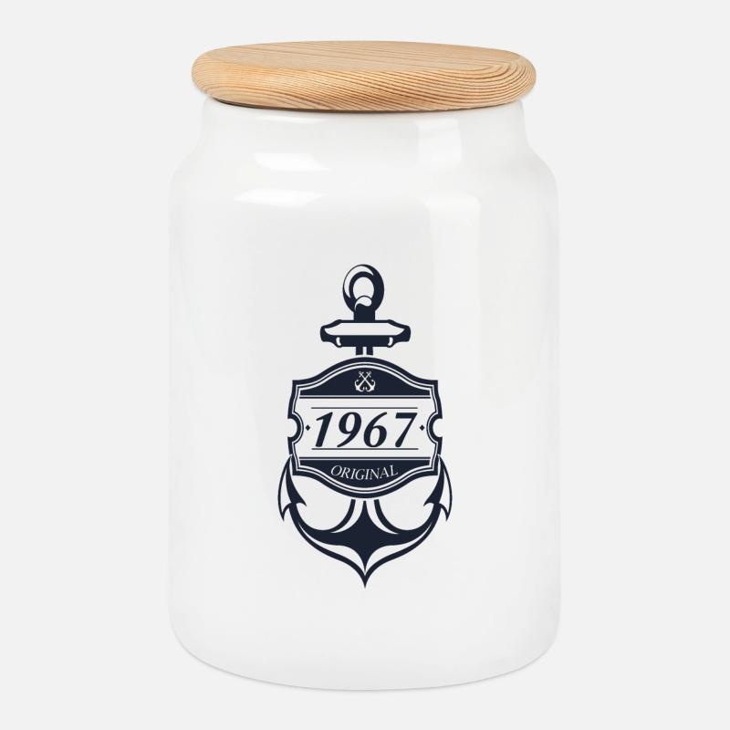 Anker 1967 - Keksdose mit Holzdeckel - Weiß