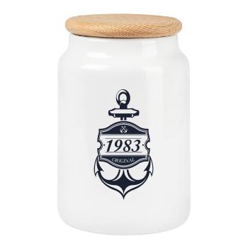 Ancre 1983 - Boîte à biscuits avec couvercle en bois - blanc - Devant