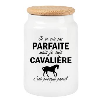 je ne suis pas parfait mais je suis cavalière ... - Boîte à biscuits avec couvercle en bois - blanc - Devant