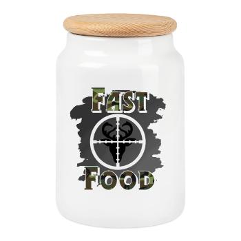 Hunters hunting - Cookie Jar with Wooden Lid - white - Front