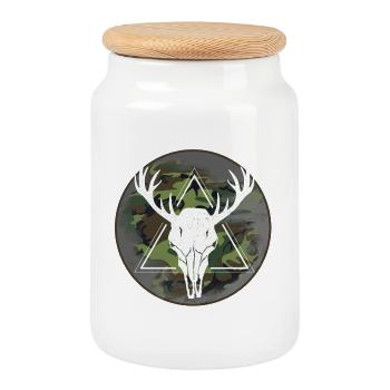Hunters hunting - Cookie Jar with Wooden Lid - white - Front