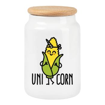 Wannabe uni-corn ( Unicorn ) - Cookie Jar with Wooden Lid - white - Front