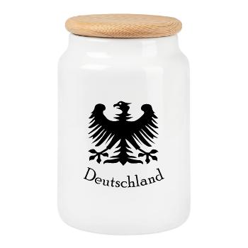 Bundesadler Deutschland - Keksdose mit Holzdeckel - Weiß - Vorne