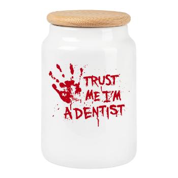 Trust me I'm a dentist - Boîte à biscuits avec couvercle en bois - blanc - Devant