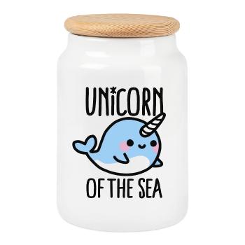 Unicorn of the sea - Boîte à biscuits avec couvercle en bois - blanc - Devant