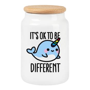 It's ok to be different - Keksdose mit Holzdeckel - Weiß - Vorne