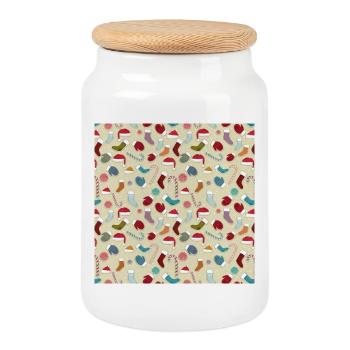 Weihnachten buttons christmas noel navidad jul - Cookie Jar with Wooden Lid - white - Front