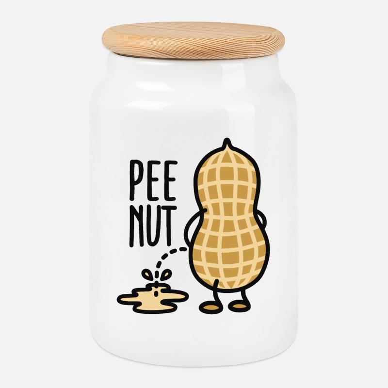 Pee-nut - Keksdose mit Holzdeckel - Weiß