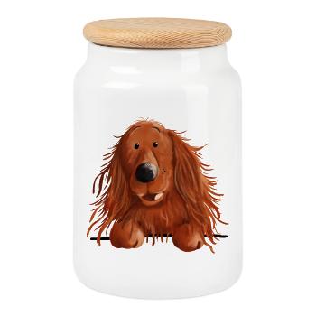 Drôle Setter irlandais rouge - Boîte à biscuits avec couvercle en bois - blanc - Devant