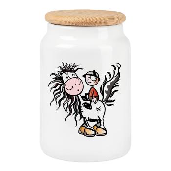 Little Rider - Horse - Horses - Comic - Cookie Jar with Wooden Lid - white - Front