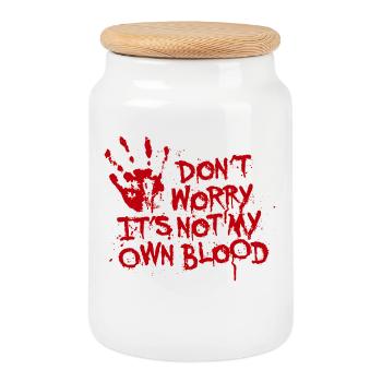 Don't worry, it's not my own blood - Boîte à biscuits avec couvercle en bois - blanc - Devant