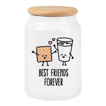 Best friends forever - Cookie Jar with Wooden Lid - white - Front