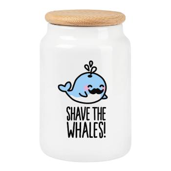 Shave the whales! - Cookie Jar with Wooden Lid - white - Front