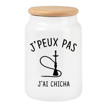 J'PEUX PAS J'AI CHICHA - Boîte à biscuits avec couvercle en bois - blanc - Devant