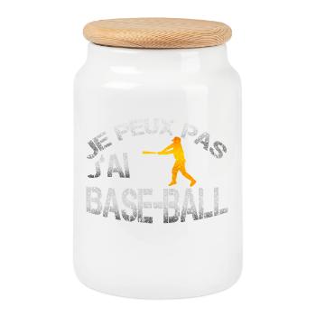 baseball - Keksdose mit Holzdeckel - Weiß - Vorne