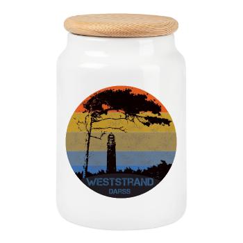 Ostsee, Darss, Weststrand - Keksdose mit Holzdeckel - Weiß - Vorne
