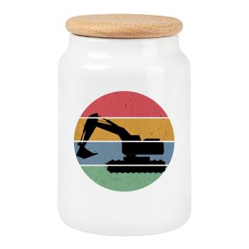 excavator - Cookie Jar with Wooden Lid - white - Front
