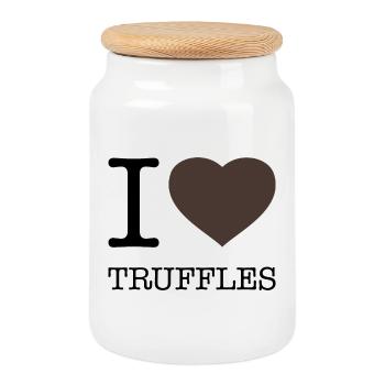 I LOVE TRUFFLES Trüffel - Keksdose mit Holzdeckel - Weiß - Vorne