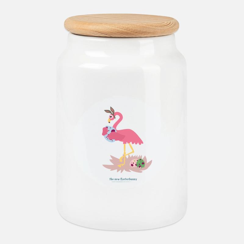New Easter bunny - Cookie Jar with Wooden Lid - white