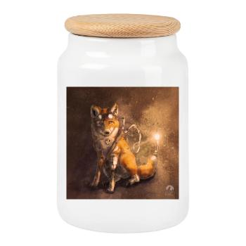 Steamfox - Boîte à biscuits avec couvercle en bois - blanc - Devant