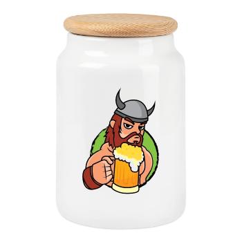 Wikinger Bier - Keksdose mit Holzdeckel - Weiß - Vorne