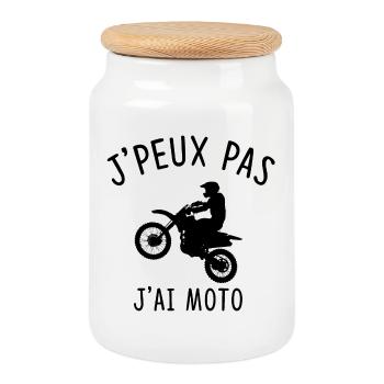J'PEUX PAS J'AI MOTO - Boîte à biscuits avec couvercle en bois - blanc - Devant