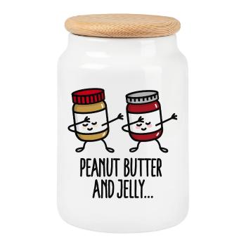 Dabbing dab peanut butter and jelly jar - Keksdose mit Holzdeckel - Weiß - Vorne