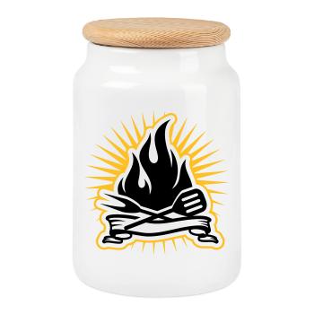 Grill accessories and grill flames - Cookie Jar with Wooden Lid - white - Front